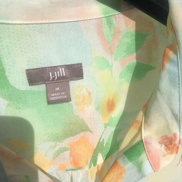 J. Jill Sheer Floral Pastel  Business Casual Blouse - Picture 3 of 7
